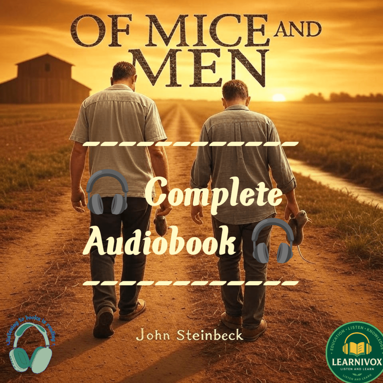 Cover of Of Mice and Men Hindi Complete Audiobook Free | John Steinbeck Classic Hindi Audio Without Ads
