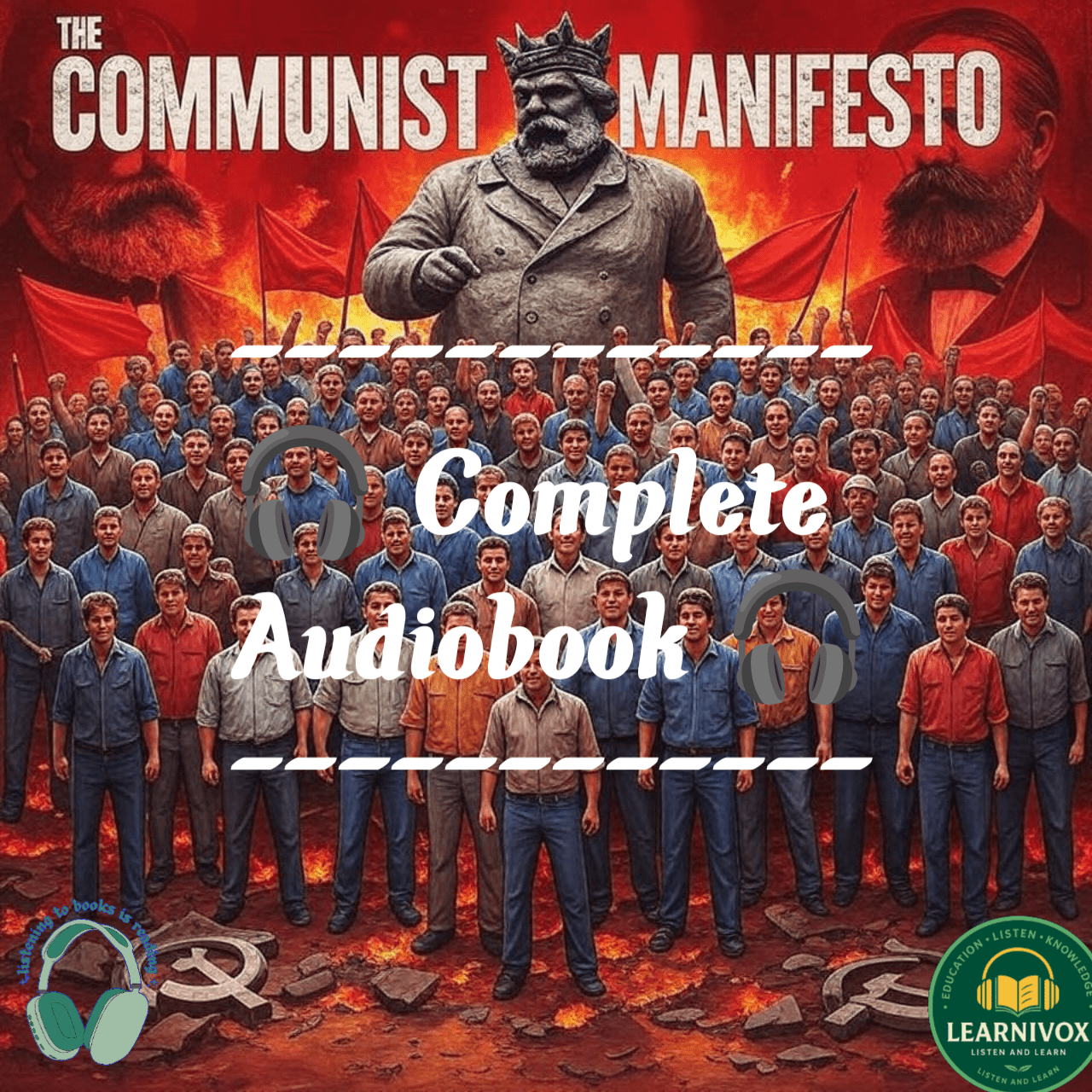 Cover of The Communist Manifesto Hindi Complete Audiobook Free | Karl Marx & Friedrich Engels Hindi Audio Without Ads